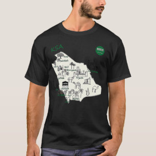 Saudi-Arabien Karte Handgemalt KSA Attraktionen Ci T-Shirt