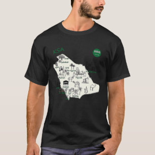 Saudi-Arabien Karte Handgemalt KSA Attraktionen Ci T-Shirt