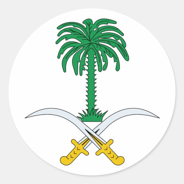 Saudi-Arabien Offizieller Wappen-Heraltrockensymbo Runder Aufkleber (Vorderseite)