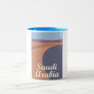 Saudi-Arabien Vintage Reiseplakat Zweifarbige Tasse