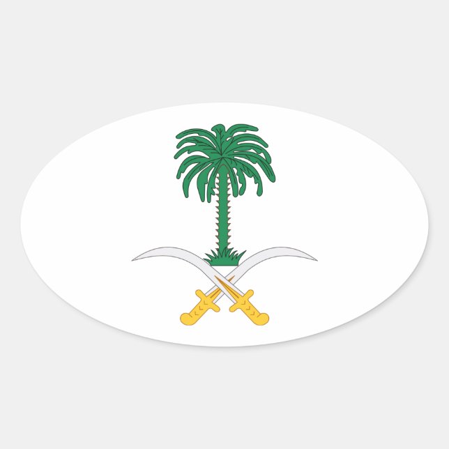 Saudi-Arabien-Wappen Ovaler Aufkleber (Vorderseite)