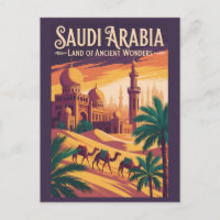 Saudi-Arabien Wüsten-Illustration Reise Kunst Retr