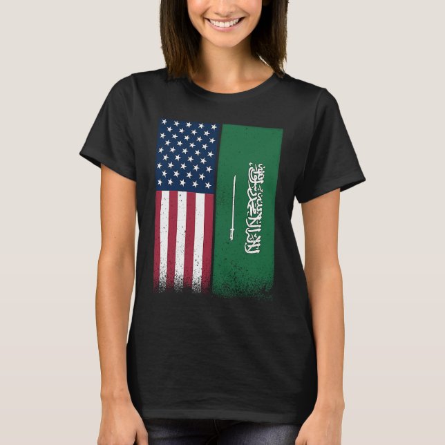 Saudi Flag  USA And Saudi Arabia Flags Proud T-Shirt (Vorderseite)