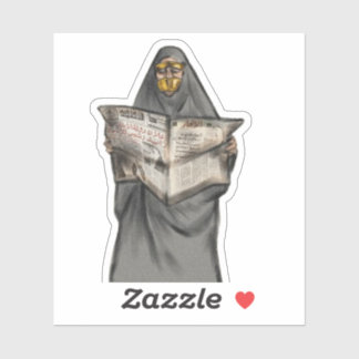 Saudi-Frau, die den Nachrichtenaufkleber liest Aufkleber