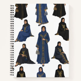 Saudi-Frauen in farbenfrohen Abayas-Muster Notizbuch