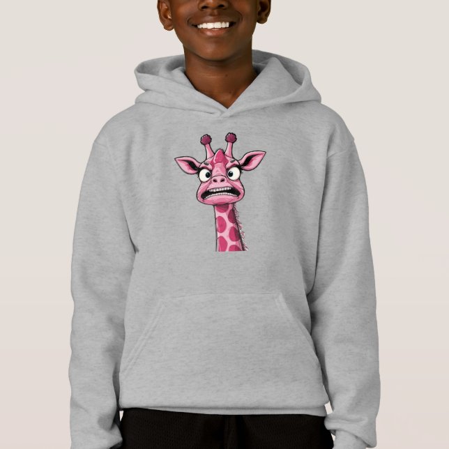 Sauer Gesicht Rosa Giraffe Hoodie (Vorderseite)