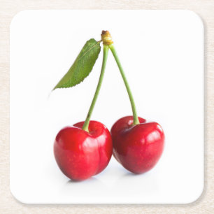Sauerkirsche Rechteckiger Pappuntersetzer