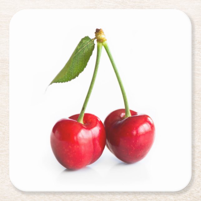 Sauerkirsche Rechteckiger Pappuntersetzer (Vorderseite)