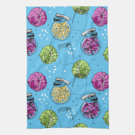 Sauerkraut Fermentation Ingredients Pattern Geschirrtuch