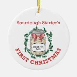 Sauerteig-Starter-Weihnachten: Namen hinzufügen Keramik Ornament