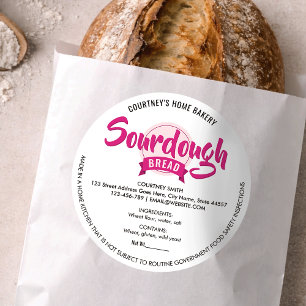 Sauerteigbrot Trendy Pink Cottage Law Label Runder Aufkleber
