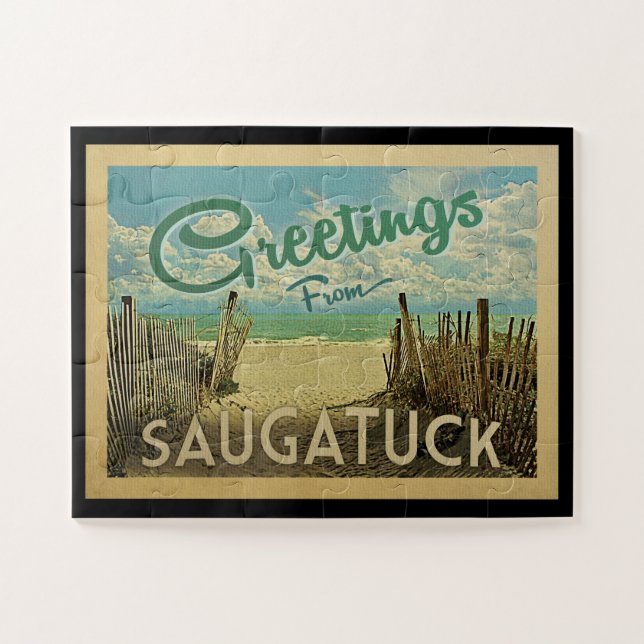 Saugatuck Beach Vintage Puzzle (Horizontal)