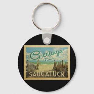 Saugatuck Beach Vintage Schlüsselanhänger