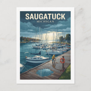 Saugatuck-Hafen am Kalamazoo River Michigan Postkarte