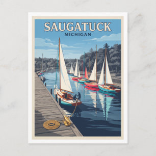 Saugatuck Hafen Michigan Postkarte