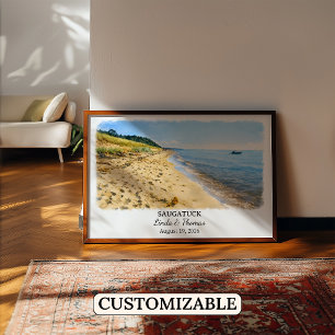 Saugatuck Michigan Poster, Aquarell, Maßgeschneide Poster