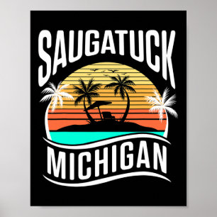 Saugatuck Michigan USA Vintage Sonnenuntergang Url Poster