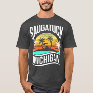 Saugatuck Michigan Vintage-Sonnenuntergang-Urlaub T-Shirt