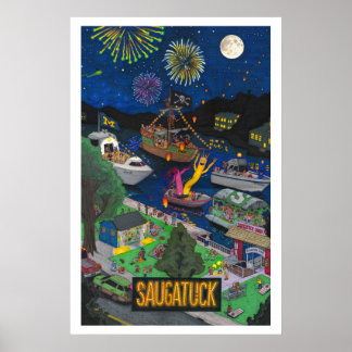 Saugatuck (Nacht) großes Poster