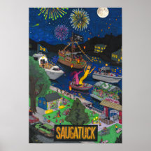Saugatuck Night Poster (Kleines 13" x 19")