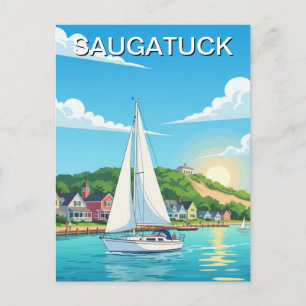 Saugatuck Segelboot Michigan Reise Postkarte