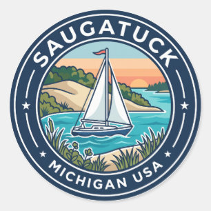 Saugatuck-Segelschiff Michigan Runder Aufkleber