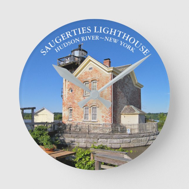 Saugerties Lighthouse, New York Clock Runde Wanduhr (Vorderseite)