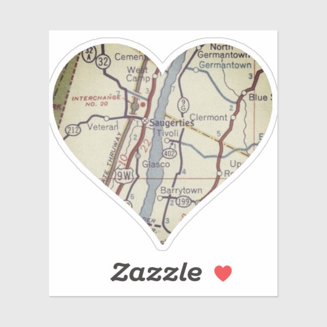 Saugerties Vintage Karte Aufkleber (Blatt)