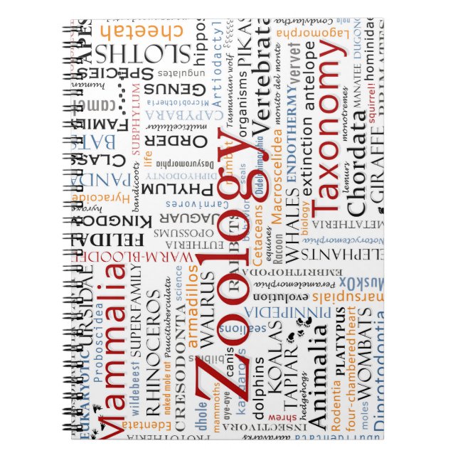 Säugetiere in der Typografie Notizblock (Vorderseite)