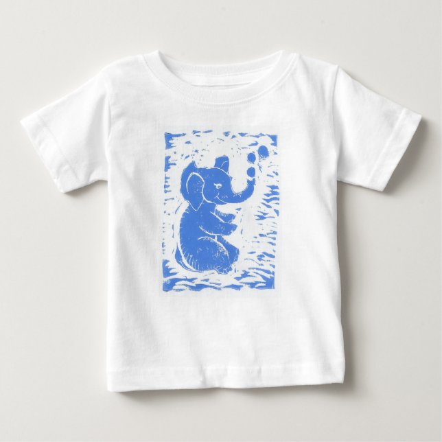 Säugling Baby Blue Elephant bläst Blasen T - Shirt (Vorderseite)