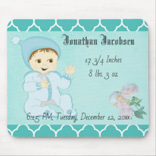 Säugling Baby Boy in Blue mit Blume Mousepad