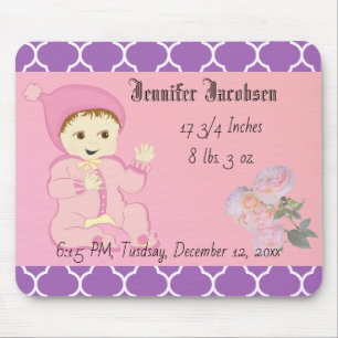 Säugling Baby Girl in Rosa mit Blume Mousepad