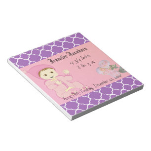 Säugling Baby Girl in Rosa mit Blume Notizblock