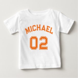 Säugling Boy Girl Orange Name Jersey Nummer Sport Baby T-shirt