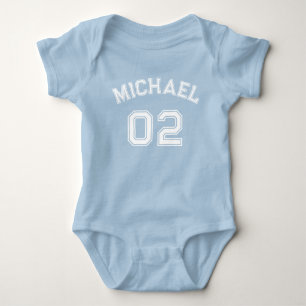 Säugling Boy Name Jersey Nummer Blue Sports Cotton Baby Strampler