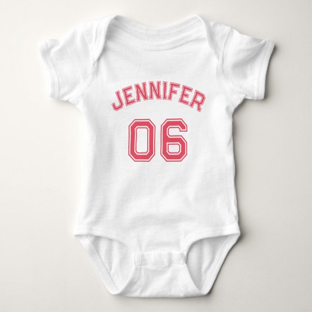 Säugling Girl Name Jersey Nummer Sportweiche Baumw Baby Strampler (Vorderseite)