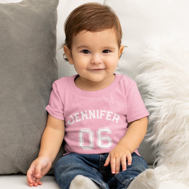 Säugling Girl Name Jersey Nummer Sportweiche Baumw Baby T-shirt (Infant Girl Name Jersey Number Sports Soft Cotton Baby T-Shirt)