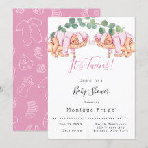 Säugling Girl on Mommy's Arm It's Twins Baby Showe