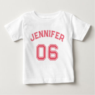 Säugling Girl Pink Name Jersey Nummer Sportwolle Baby T-shirt