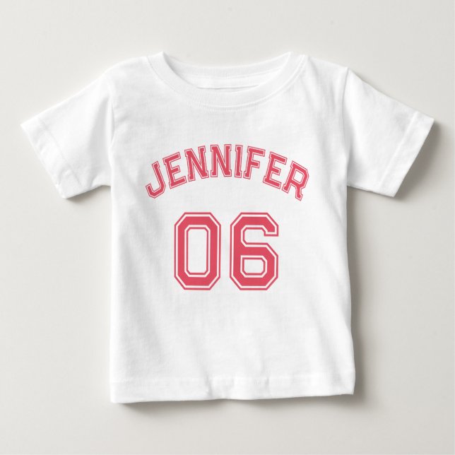 Säugling Girl Pink Name Jersey Nummer Sportwolle Baby T-shirt (Vorderseite)