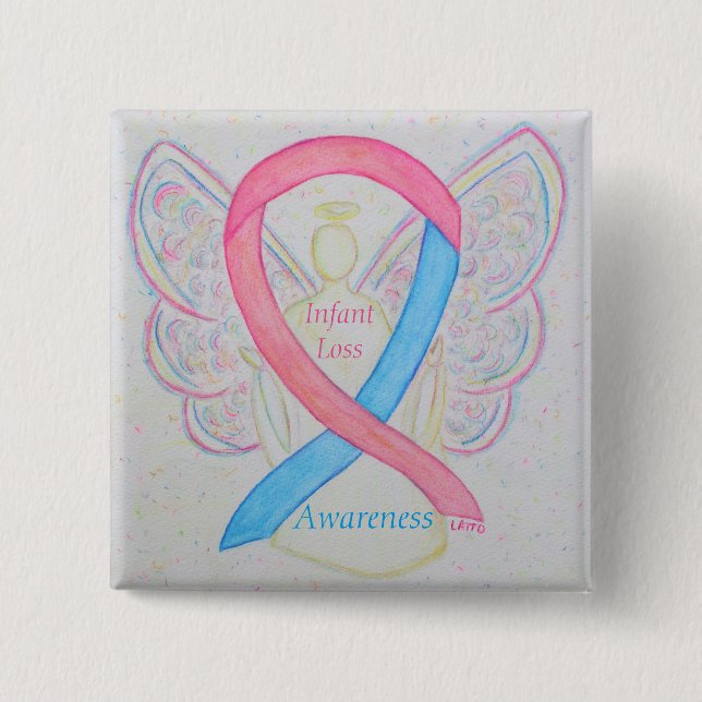 Säugling Lose Awareness Ribbon Engel Custom Art Bu Button (Vorderseite)