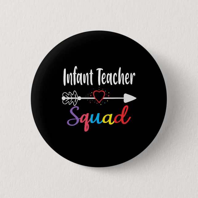 Säugling Teacher Squad Spaß zurück zum Schullehrer Button (Vorderseite)