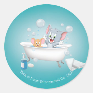 Säugling Tom und Jerry klopfen Runder Aufkleber