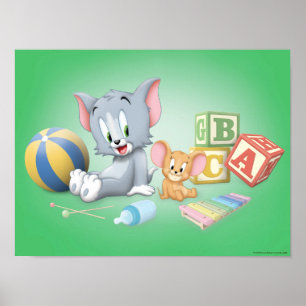 Säugling Tom und Jerry spielen mit Spielzeug Poster