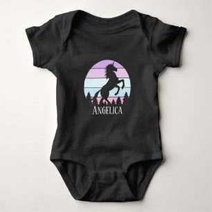 Säugling Vintag Sunset Unicorn Name Datum Geburtst Baby Strampler