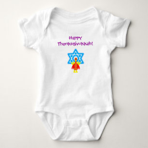 Säuglinge Thanksgivukkah lustiges Truthahn-T-Shir Baby Strampler