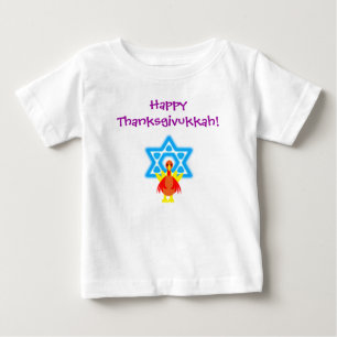 Säuglinge Thanksgivukkah lustiges Truthahn-T-Shir Baby T-shirt