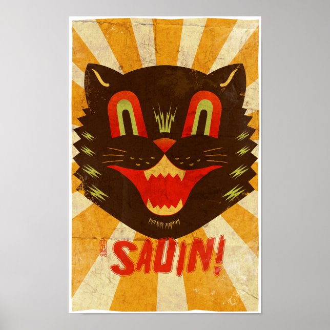Sauin! Halloween Black Cat Poster (Vorne)