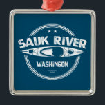 Sauk River Washington Kayaking Ornament Aus Metall<br><div class="desc">Der Sauk River ist ein Nebenfluss des etwa 70 km langen Skagit River im Nordwesten Washingtons. Es entwässert ein Gebiet der hohen Cascade Range in der Wasserscheide Puget Sound nördlich von Seattle.</div>