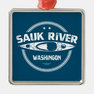 Sauk River Washington Kayaking Ornament Aus Metall